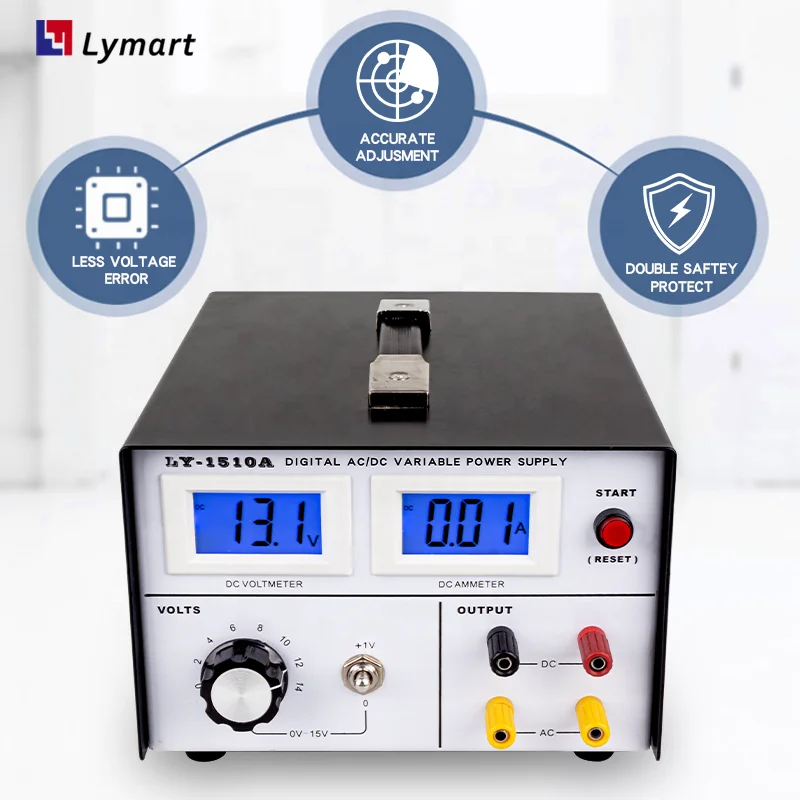 digital ac dc dual output 14v 15v 10a variable power supply