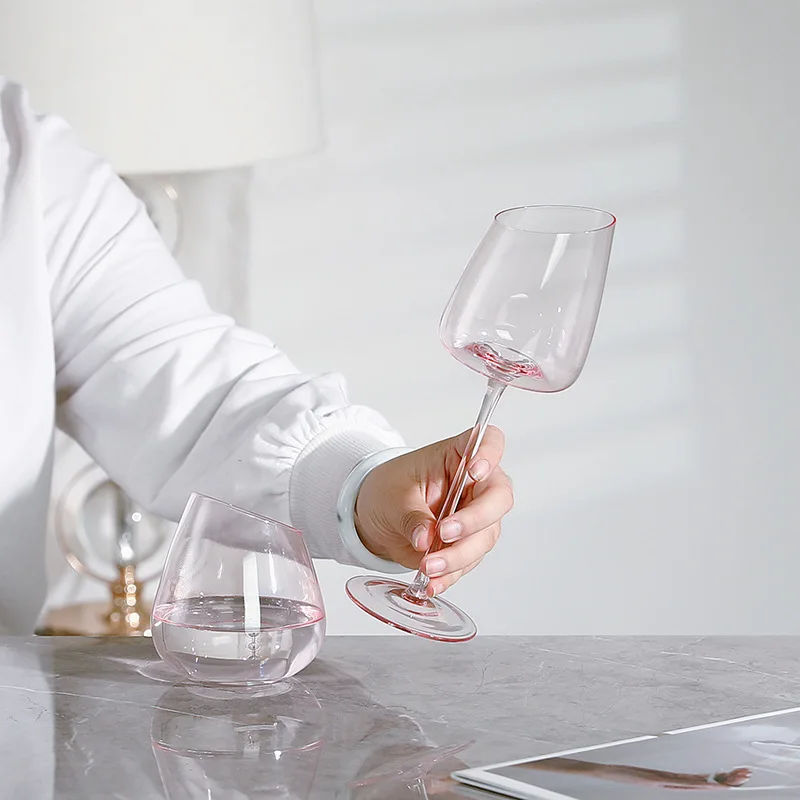 Creative Concave Flamingo Gradient Pink Crystal Glass Goblet&Champagne glass Burgundy Wine Glass for Parties Handgrip Shape