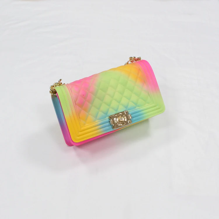 2022 Multi Colors PVC Jelly Purse Chain Shoulder Crossbody Bag Small Women Handbag Ladies Hand Bags