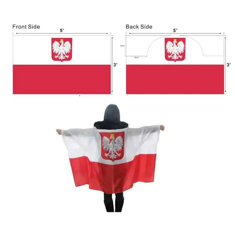 Melex 2024 factory custom polyester soccer flag cape ,champion cheering hood belgium britain body cloak