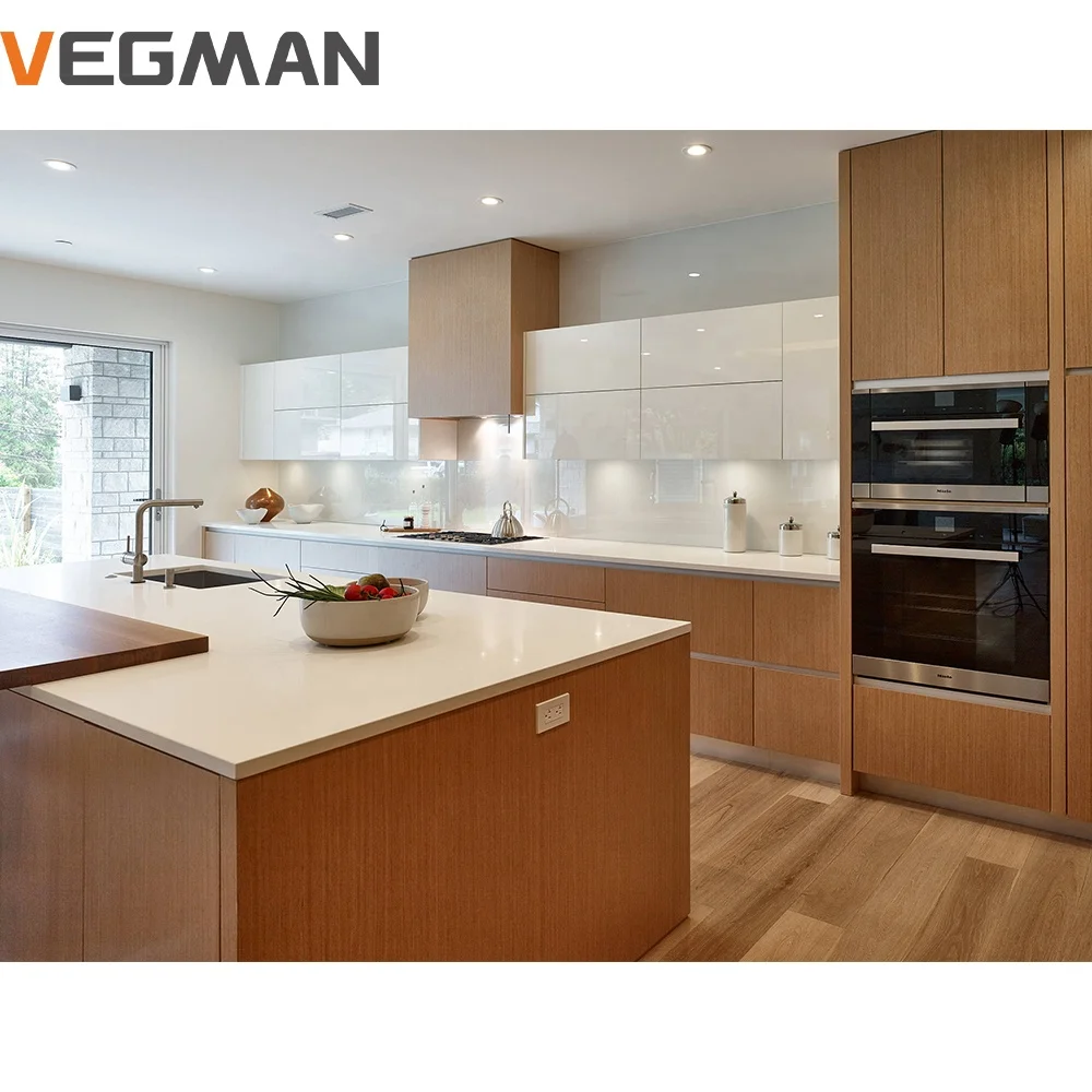 Professional Modern High Quality Smart Wood Veneer Chipboard Kitchen Cabinets Designs