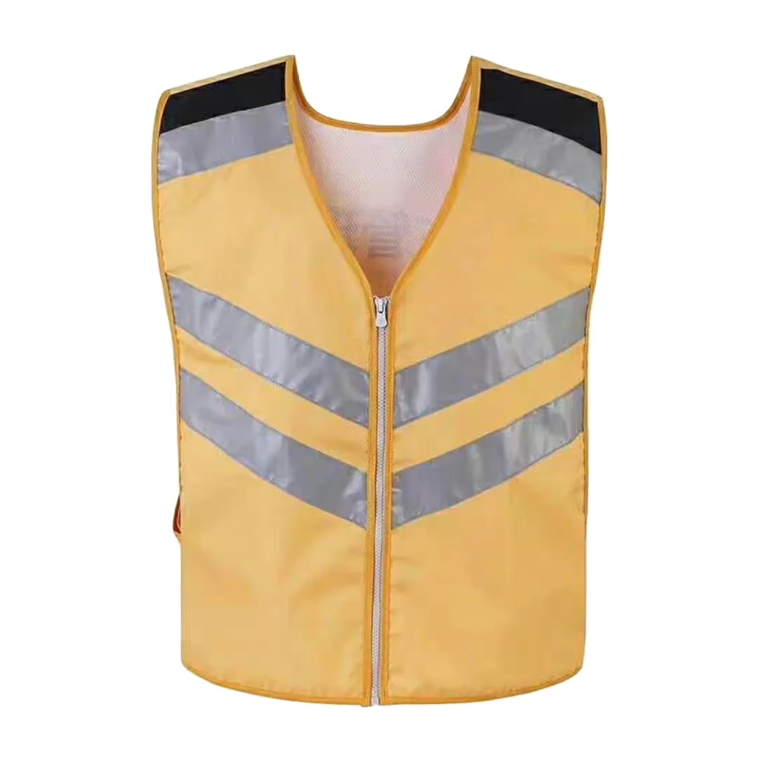 Wholesale 150D Oxford Cloth Reflective Safety Vest Earthen Yellow Fabric City Management Waterproof Breathable National Standard