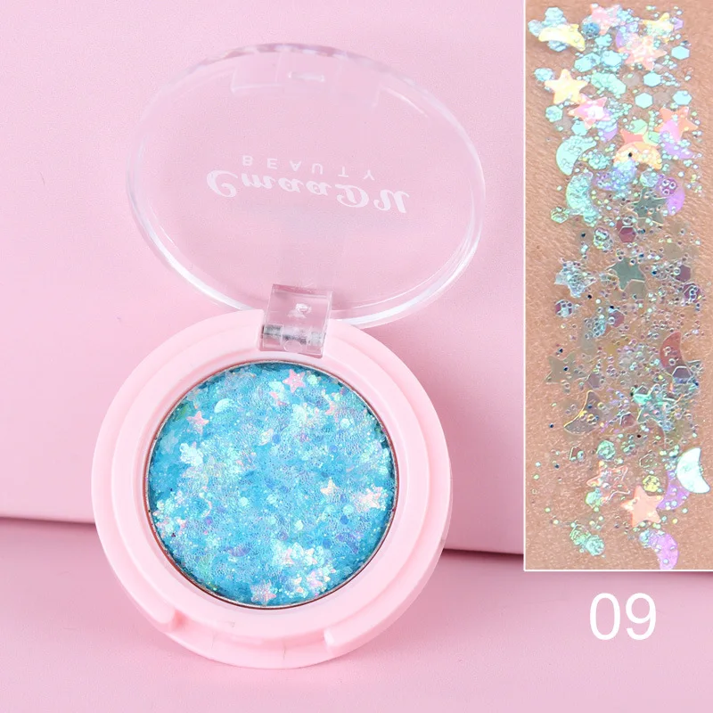 
Custom Logo Eye Shadow Monochrome Glitter Powder Sequins Eyeshadow Star Moon Diamond Eye Shadow 