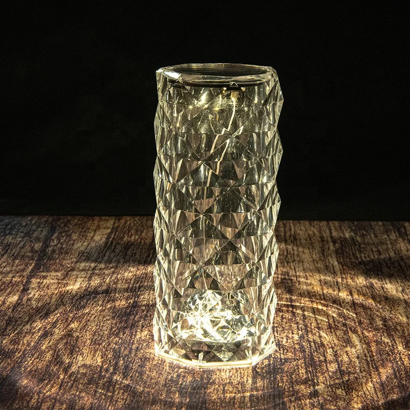 Amazon Luxury Acrylic Modern Transparent Led Touch Control Crystal Bedside Table Lamp Light Rechargeable