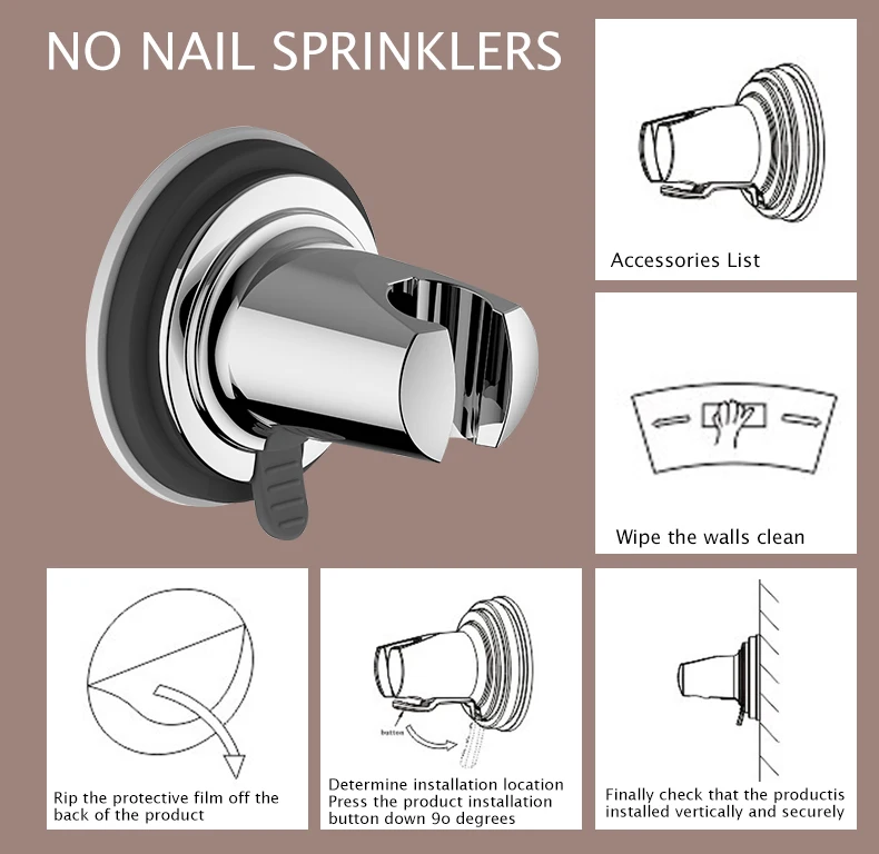 Luxury Vacuum Suction Cup Hand Shower Holder with strong suction design