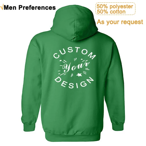 Qianzun green 300 gsm custom printed street wear hoodies with designs print and embroidery