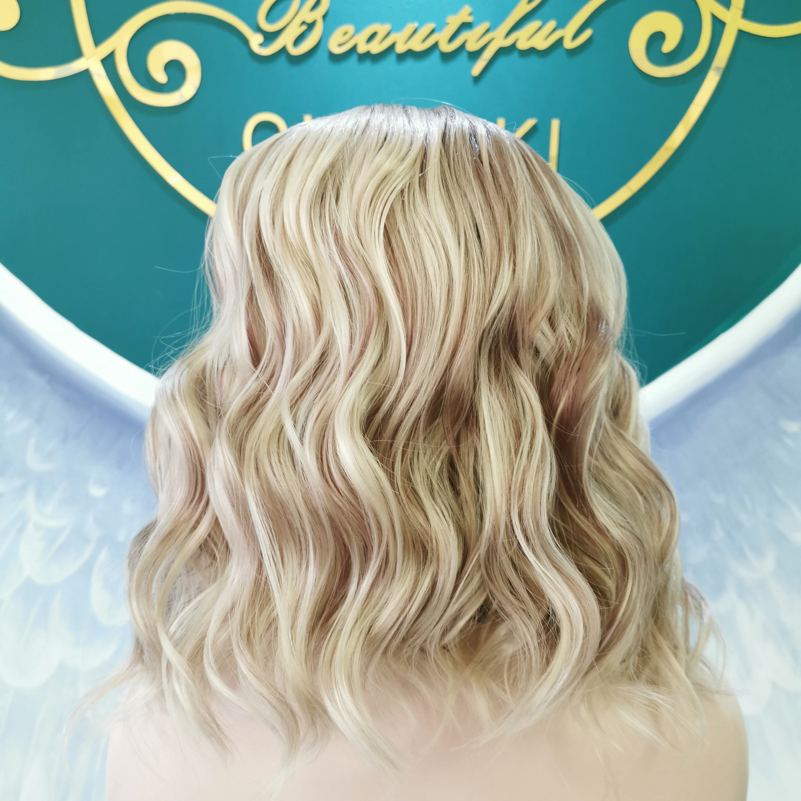 Mixed Two Color 12 Inches Synthetic Hair Wigs With Preplucked Hairline For Women Lace Front heat resistant synthetic wigs