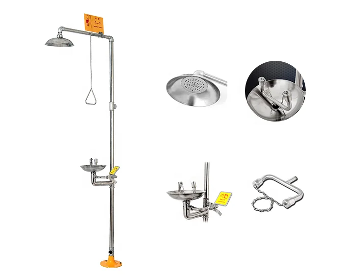 
double nozzle emergency safety shower and eye washer 