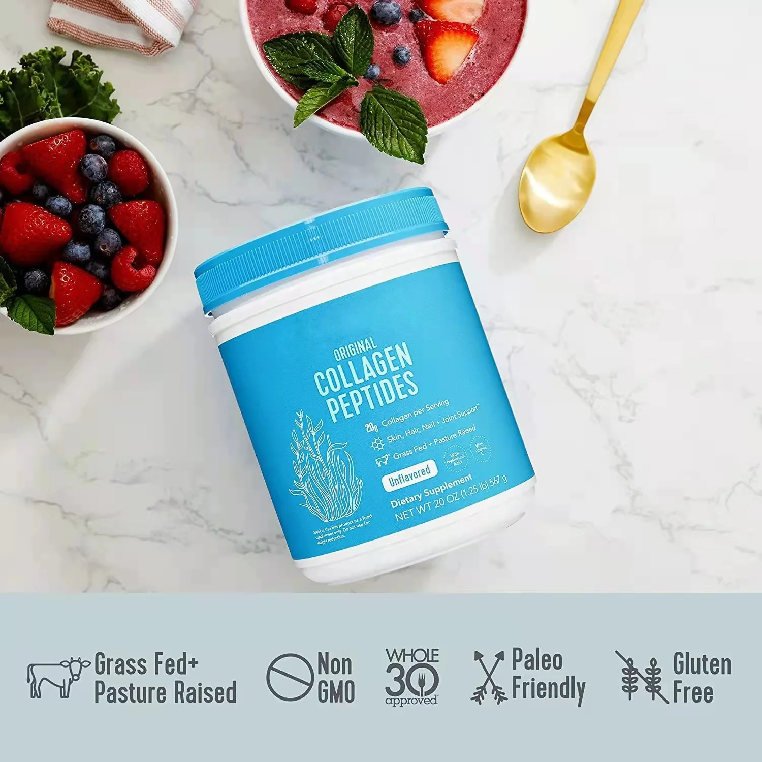 hot selling Collagen Peptide Powder Provides Body With Collagen Peptides That Contain Both Types I & III Collagen