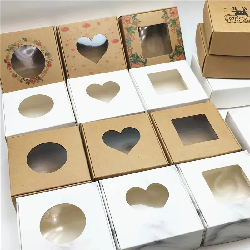 READY TO SHIP CRAFT SOAP BOX WITH CLEAR WINDOW SOAP BOX WITH HEART WINDOW
