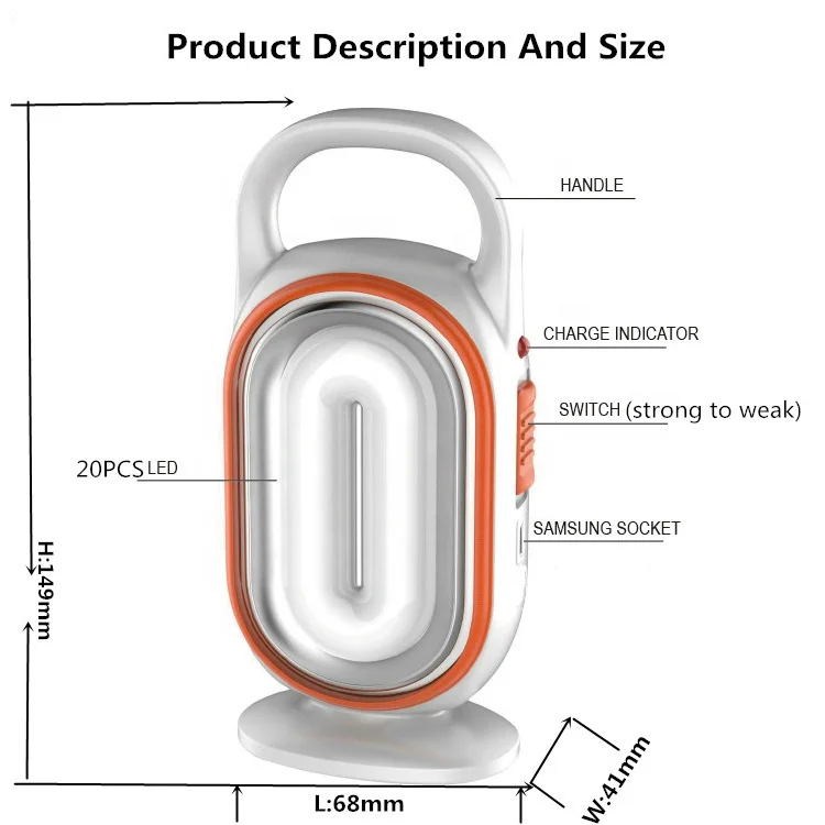 USB Charging Port Classical Joykaly Logo Product Small Portable Rechargeable Led Emergency Light With 20 SMD