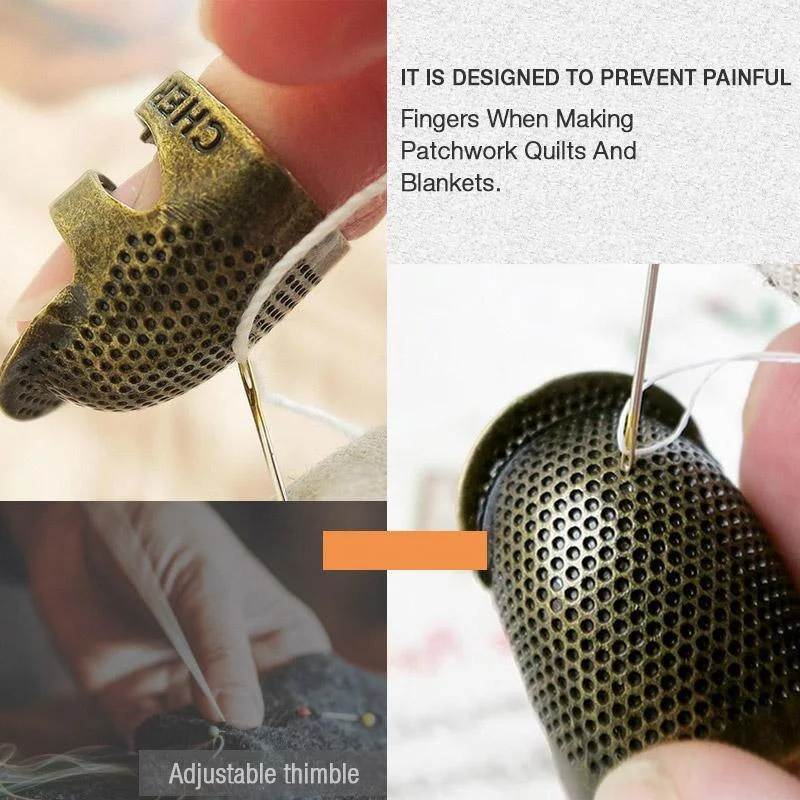 HelloWorld Household Handmade Diy Sewing Metal Bronze Adjustable Adjustment Thimble For Protect Finger