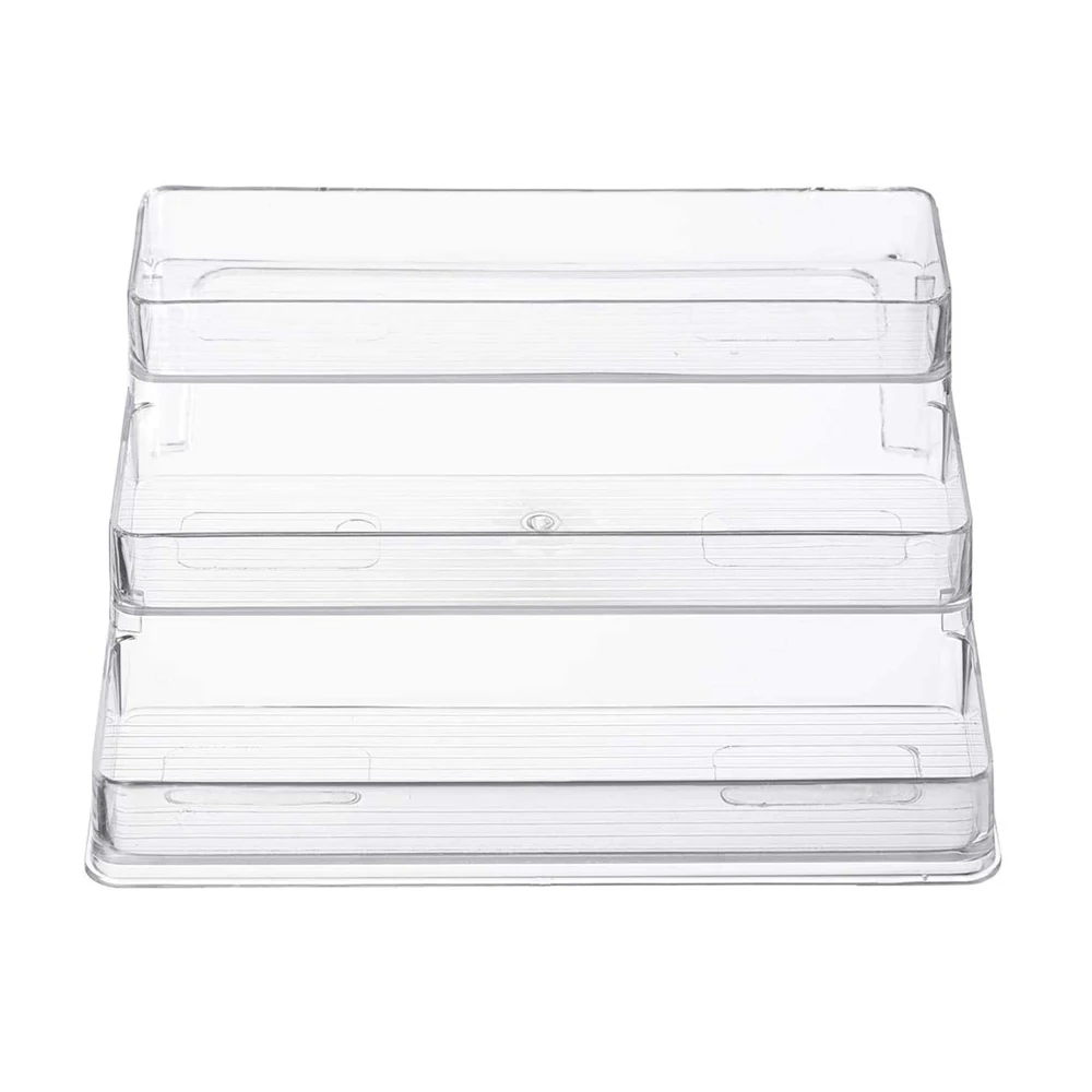 3-Tier Spice Rack Kitchen Pantry Step Shelf Cabinet Organizer Clear Spinning Organization plastic storage container boxes bin