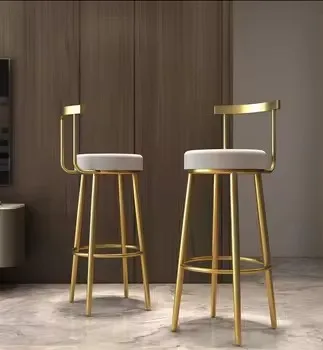 Nordic Luxury Metal Bar Stools Velvet Kitchen High Chair Barstool Chairs for Bar Table