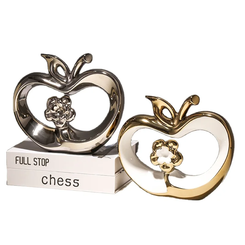 Golden Apple Ornaments Creative Home Decor Light Luxury Apple Crafts for Dining Table Wine Cabinet Christmas Decoration