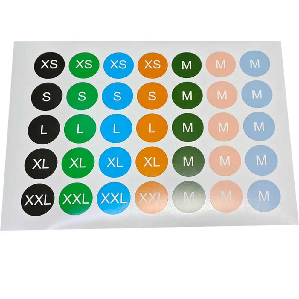 Custom paper adhesive label XS/S/M/L/XL/XXL round colored stickers packaging label sticker for carton