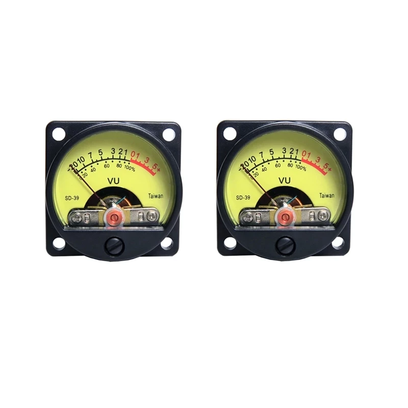 2pcs 500uA 630 ohms Analog Panel 34mm VU DB Meter Audio Level Meter 6-12V Warm Back Light for Amplifier radio