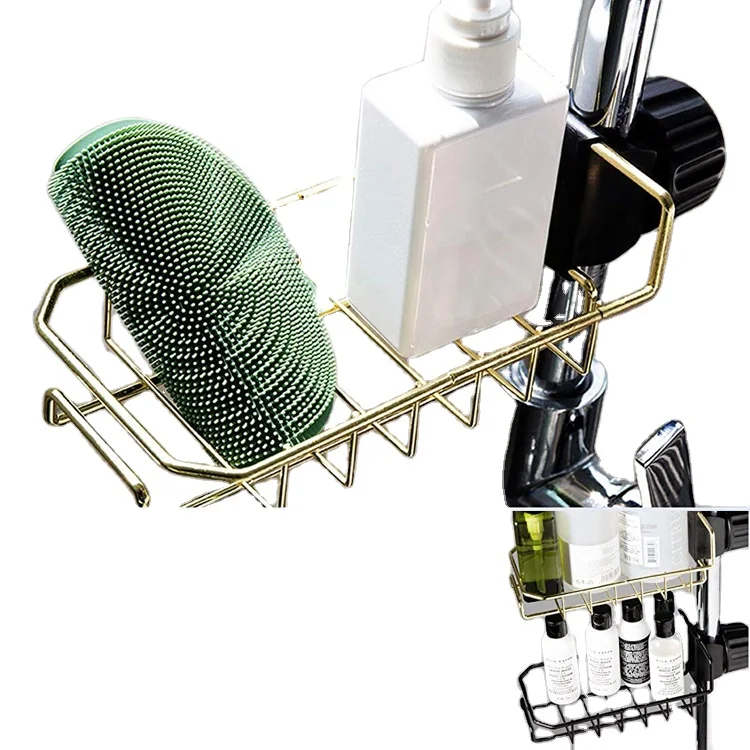 
Metal Detachable Kitchen Bathroom Faucet Storage Holder Sink Drainer Faucet Caddy Sponge Storage Shelf Rack Organizer Holder 
