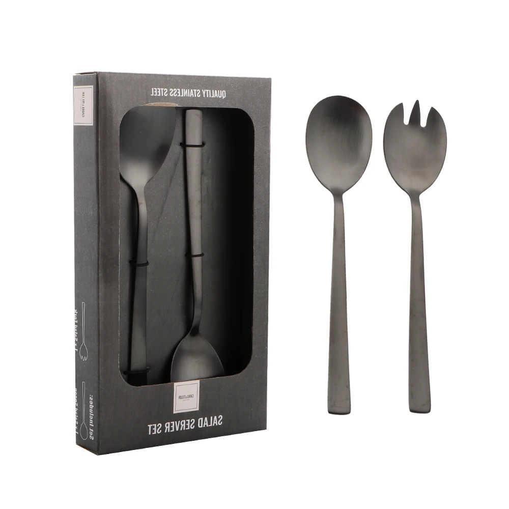 New Arrival wedding stainless steel PVD salad spoon and fork salad knife flatware cutlery  serving utensils too salad server set