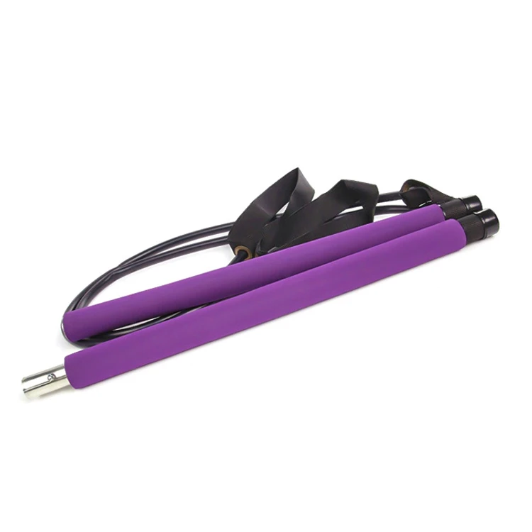 T-King Custom Fitness Exercise Adjustable Portable Pilates Stick Kit Rubber Band Pilates Bar Kit With Long Resistance Bands