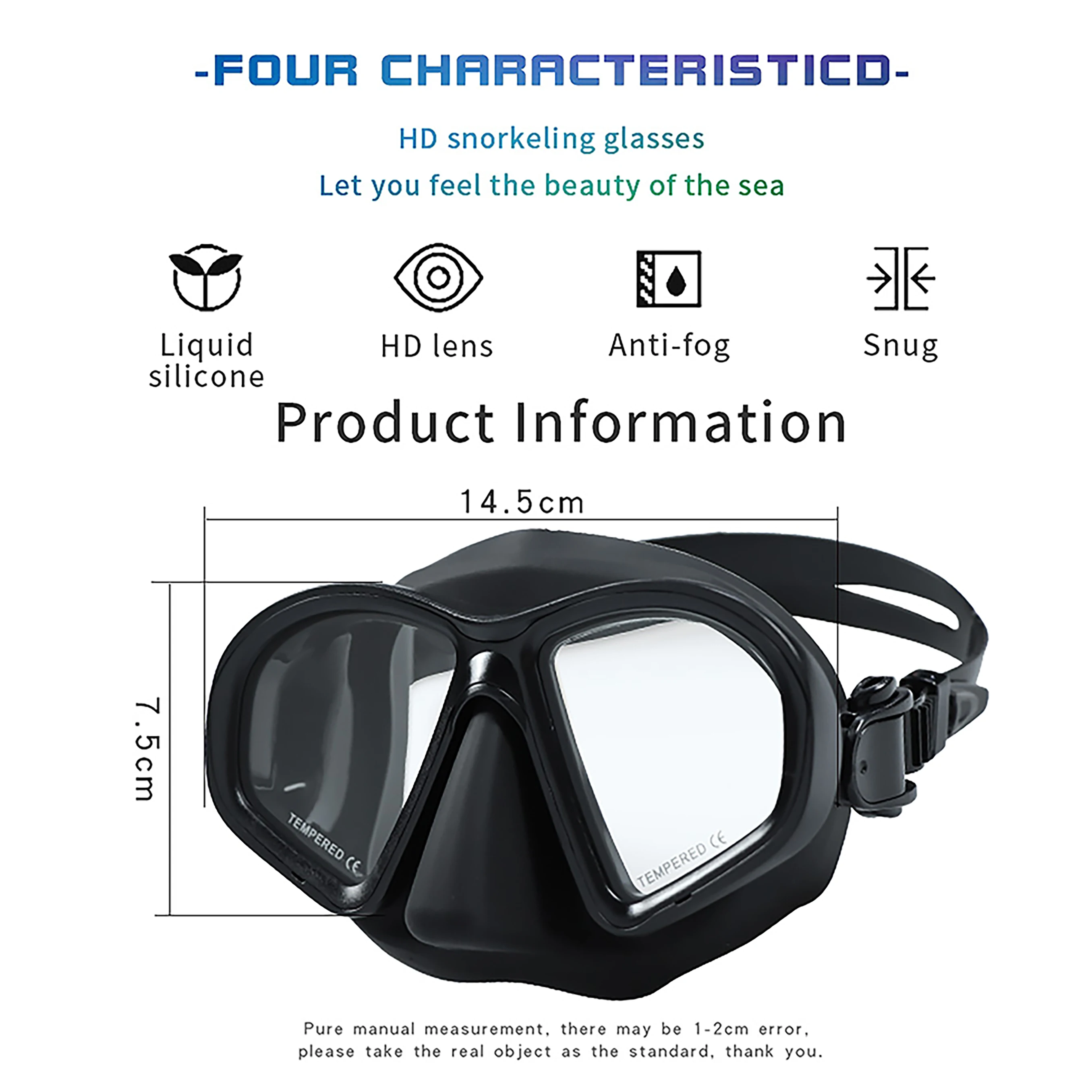Professional Underwater Sea Diving Mask Swimming Goggles Low Volume 85CC Scuba Diving Customised Diving Mask