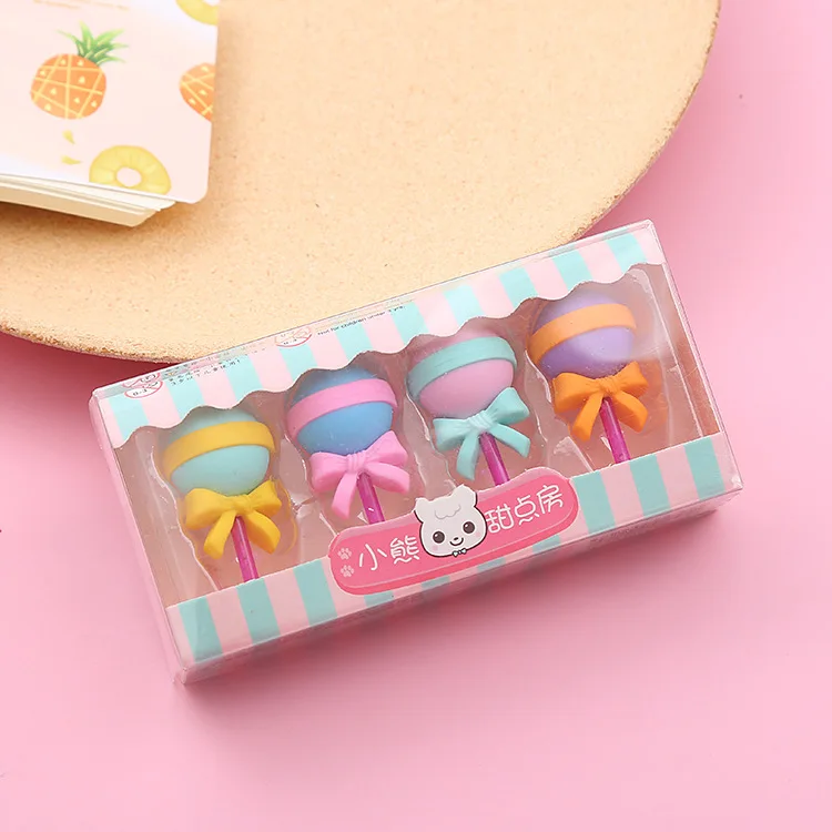 Bulk Cute Erase Eco-friendly Retractable Rectangular Erasers Caps Sets For Kids