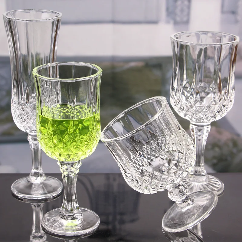 Wholesale lead free glass exquisite smooth cup mouth Diamond goblet cup wine glass brandy champagne glass