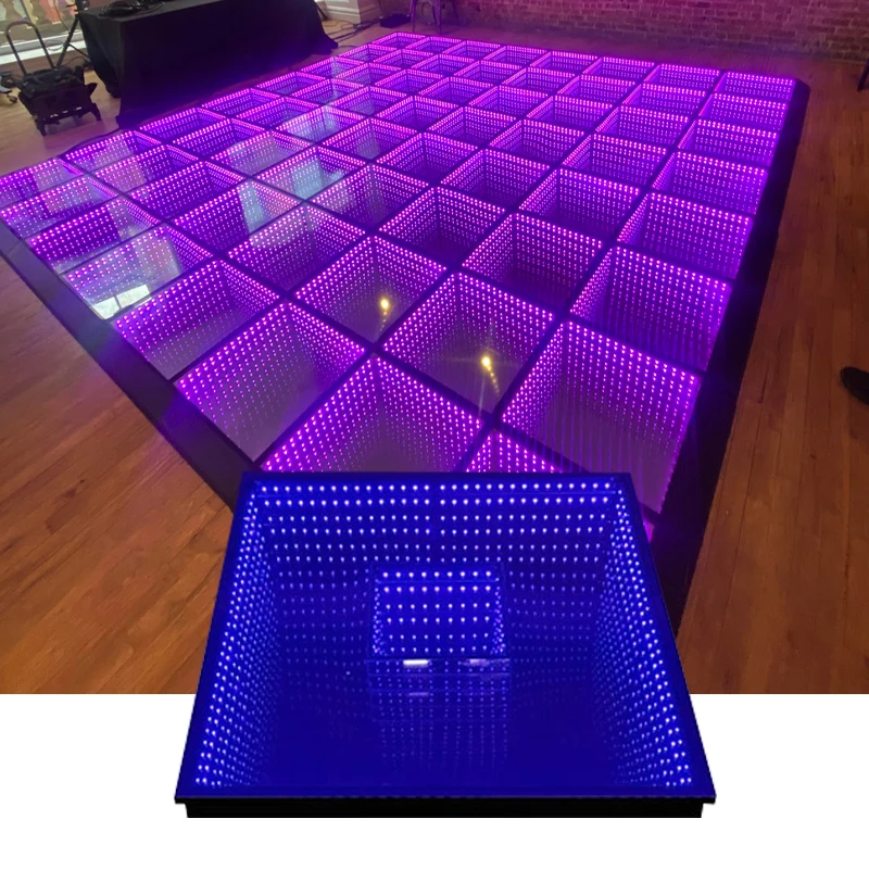 Заводская цена Rgb магнитное 3d зеркало бесконечности светодиодная плитка для танцпола событие Dj Свадьба интерактивный свет танцпол