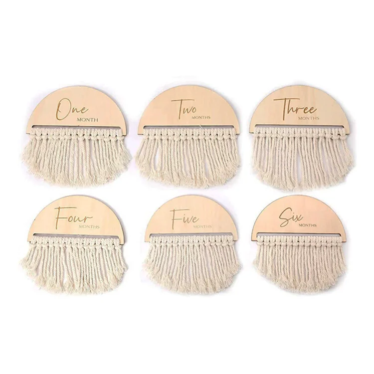 Boho style Round tassel baby milestone card baby birth bulletin board set