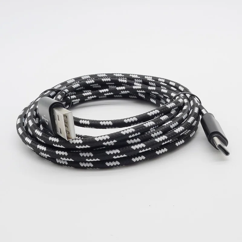 
2020 Hot Sell in Amazon 3 Meter 10 Foot Nylon Braided Type-C USB Charger Cable Data with PE Bag 