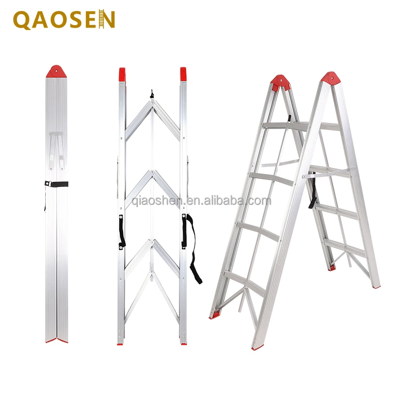 Stick Ladder Reachable Height Telesteps Folding Ladders Anti-Slip Pedal Aluminum Portable A Frame 3/4/5-Step Ladder Compact