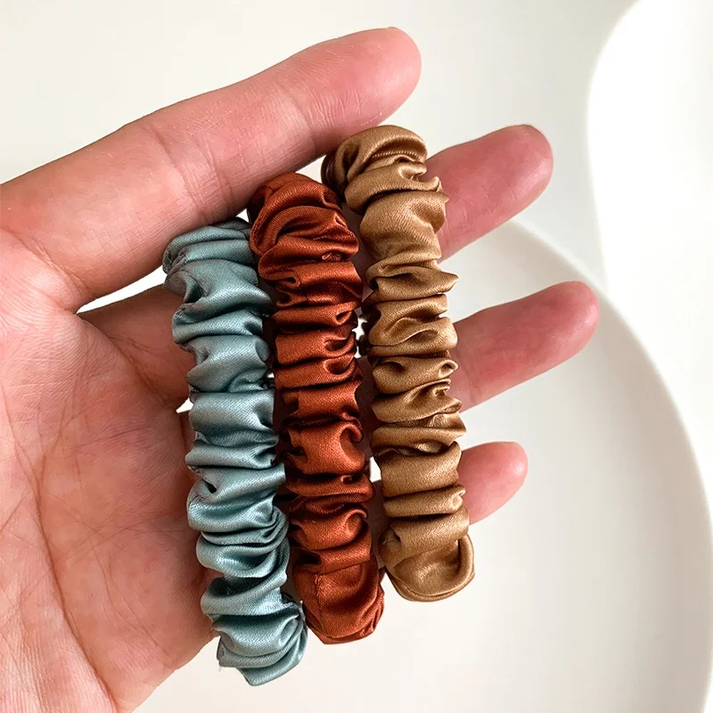 Skinny 1.5cm Silk Scrunchies for Hair Elastic Hair Bands Premium Scrunchy Hair ties