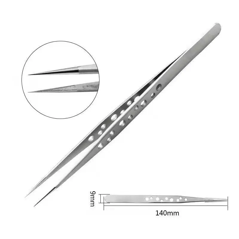 ST-14K Tweezers ultra-precision straight tweezers With Holes Anti-Static Maintenance Tool For Mobile Phone Repair