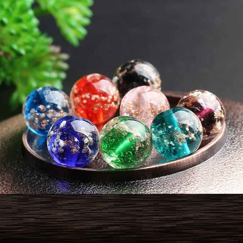 Colorful Luminous Glowing Glass Beads Round Firefly Beads Loose Beads for Jewelry Supplies DIY Jewelry Making