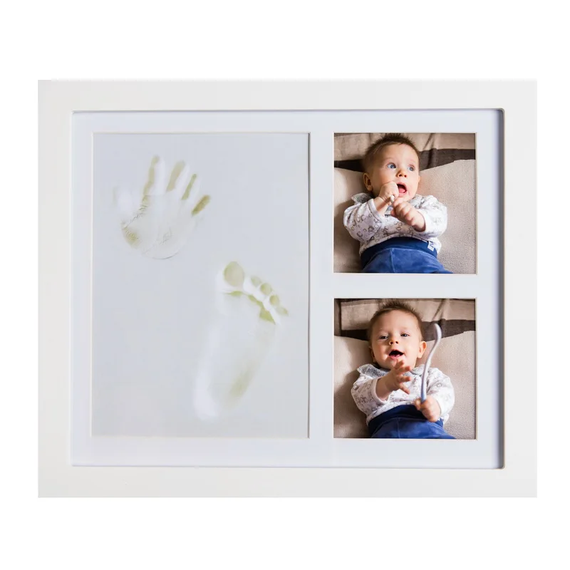 Baby Hand and Foot Print Mold Maker Baby Photo Frame With Cover Fingerprint Mud Set Baby Growth Memorial Gift