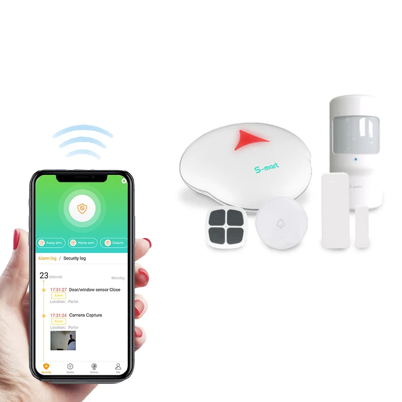 Новое поступление 2021, Беспроводная GSM Wi-Fi система охранной сигнализации BlizeMesh для умного дома со встроенной IP-камерой и приложением