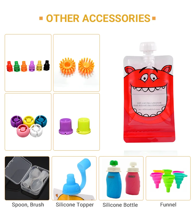 Custom Plastic Squeeze Pouches Reusable Refill Milk Or Jelly Packaging Food Pouch Eco Friendly Liquid Baby Food Bag Spout Pouch