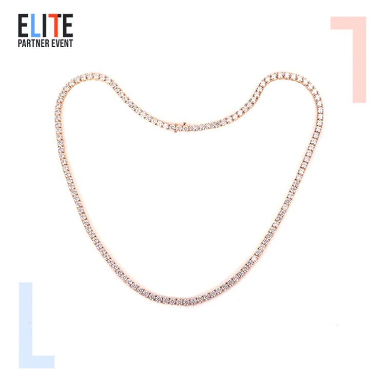 14K White/Yellow/Rose Gold Tennis Hand Set Lab Grown Diamond Chian/Necklace