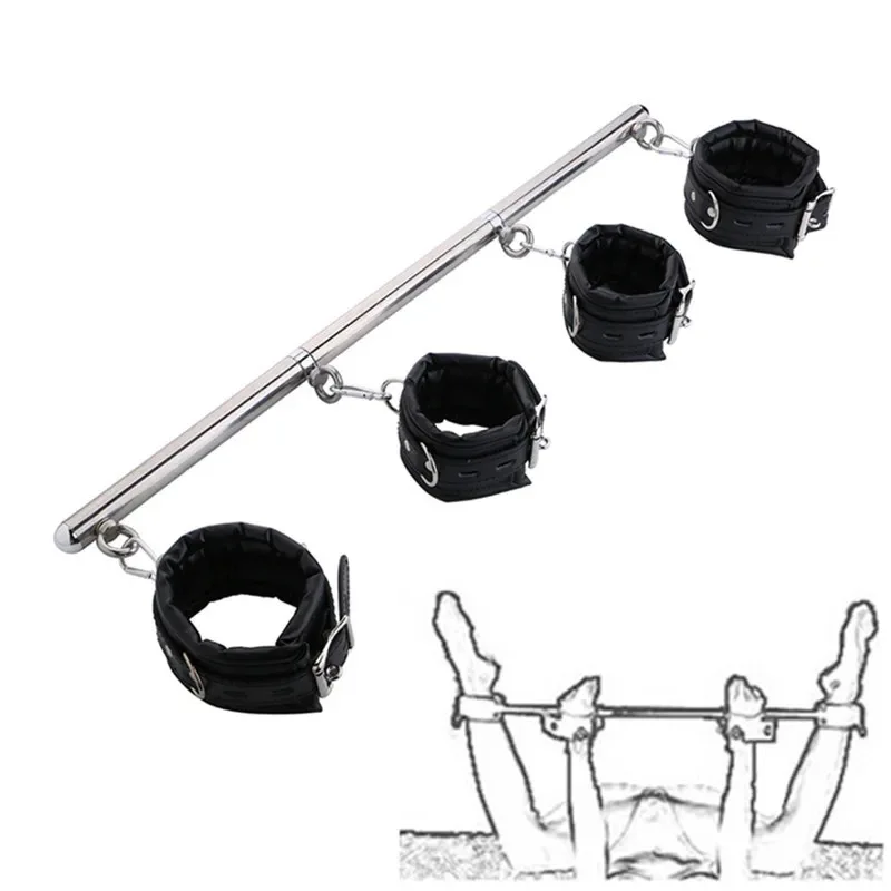 BDSM Bondage Set Stainless Steel Adjustable Spreader Bar Sex Slave Handcuffs Ankle Cuffs Fetish Restraints Sex Toys for Couples