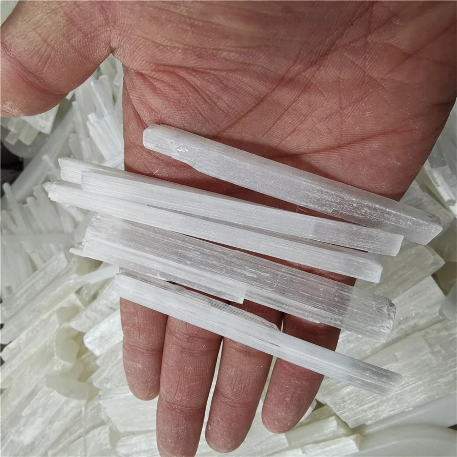 Wholesale natural rough semi-precious crystal crystal clear gypsum white selenite slice