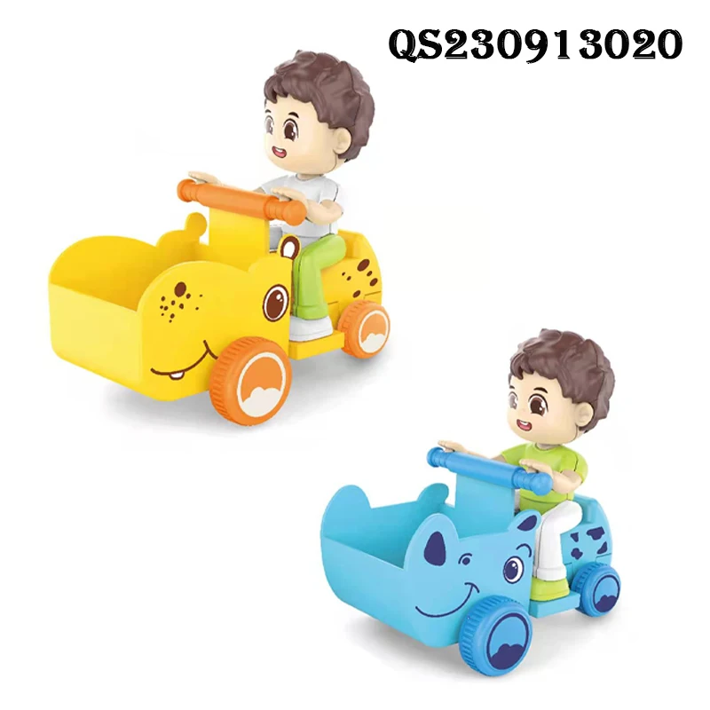 QS Hot Selling Mini Cartoon Inertial Function Car Multi Style Plastic Colorful Small Size Cute Friction Toy Vehicle for Children
