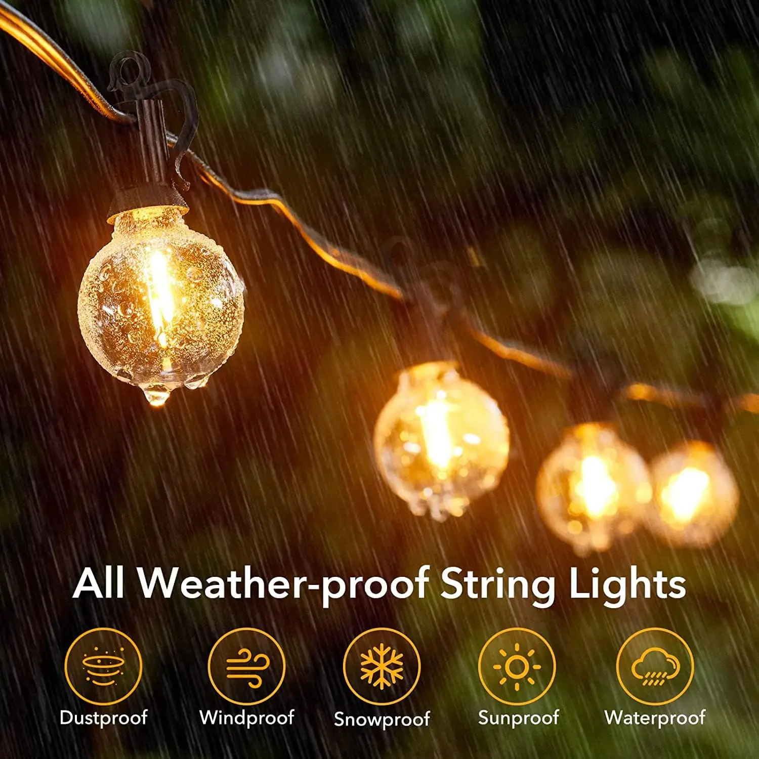 G50 IP65 decoration outdoor waterproof led string light garland patio vintage solar string lights led string light