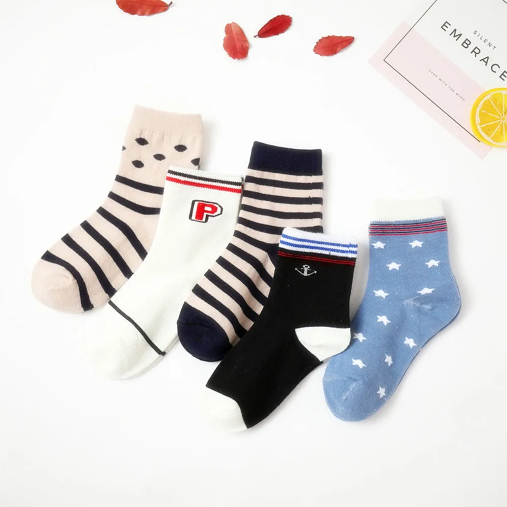 Лидер продаж, теплые дизайнерские носки для мальчиков и девочек с разноцветными буквенными полосками, милые носки для детей