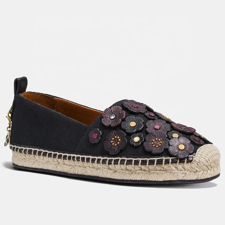 New Autumn Flower fabric Flat Espadrilles Sole Fisherman Shoes