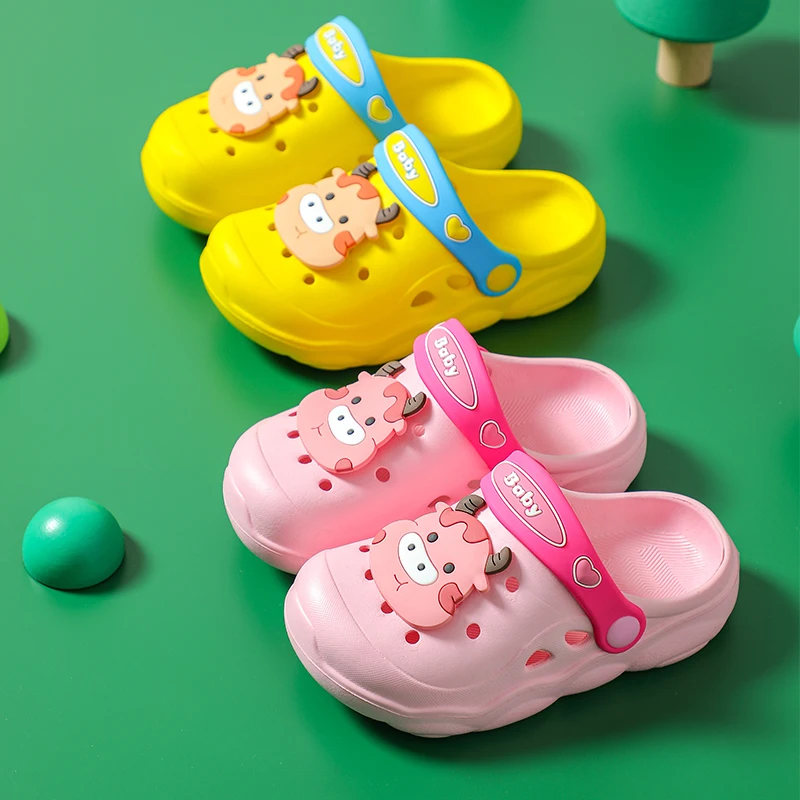 Летняя Пляжная удобная обувь на плоской подошве для малышей сандалии садовые Сабо Кроксы маленьких мальчиков детские тапочки с