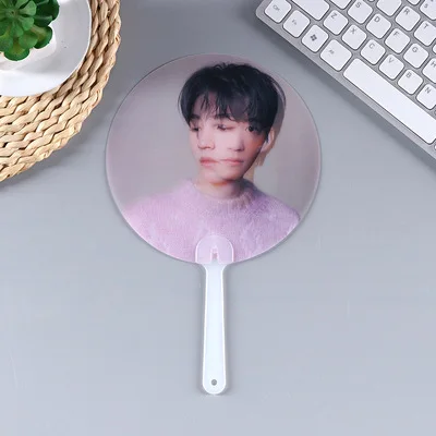 Custom plastic transparent Kpop Mini fans and Cute Hand fan with Hand Holder Transparent hand fan custom printed