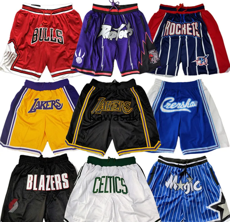 Wholesale Custom Nba- Team Breathable Custom Vintage Raptors Just Don Embroidered Pocket Basketball Shorts
