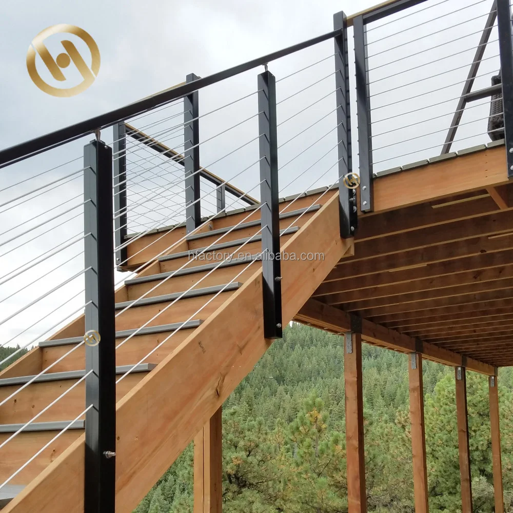 HJ Adjustable Stainless Steel Cable Balustrade System Exterior Interior Deck Wire Rope Railing
