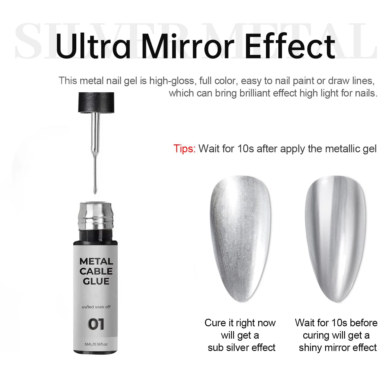 Wholesale Hot Sale Price Nail 5Ml Silver Rose Golden Series Metal Wire High-Density Hook Edge Color Painting Glue Metal Glue