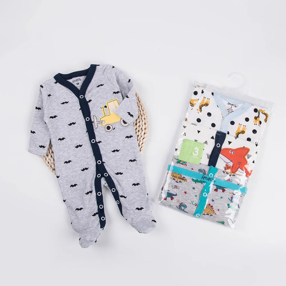 China Supply 3 Pieces Packing High Quality Low Price 100% Cotton Baby Jumpsuit Newborn
